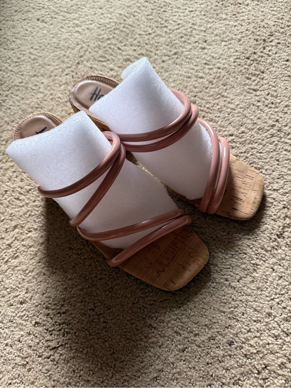 Corkys Pink Strappy Cork Slide Mules